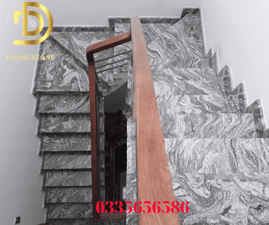 Cầu thang đá granite Trắng Sa Mạc